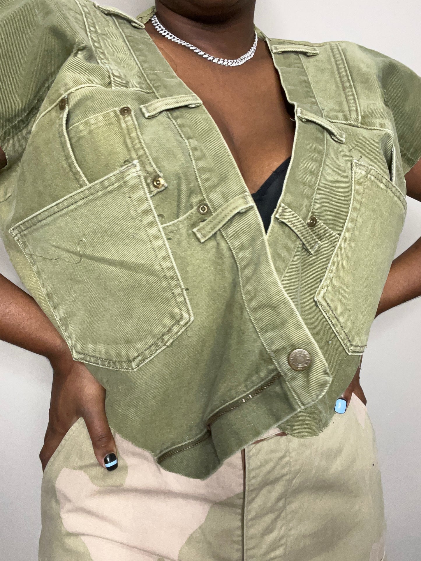 REWORKED DENIM VEST M-L