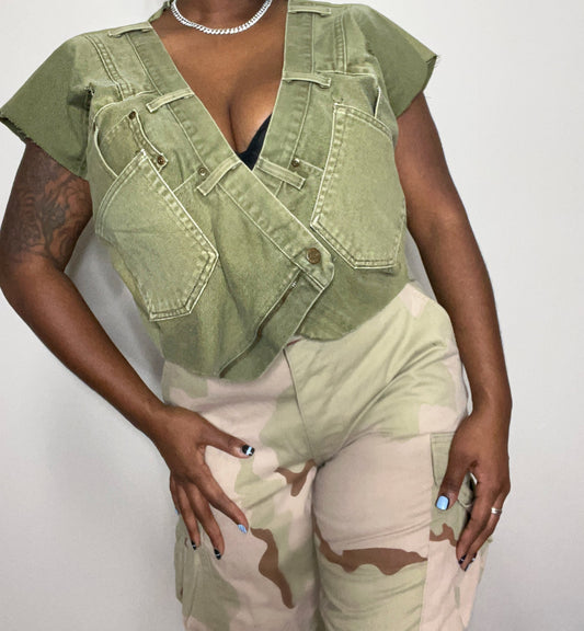 REWORKED DENIM VEST M-L